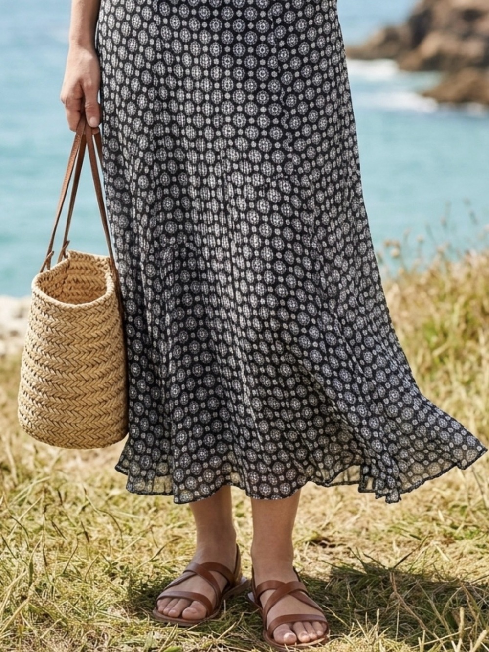 Lapis Maxi Black & White Sheer Skirt
